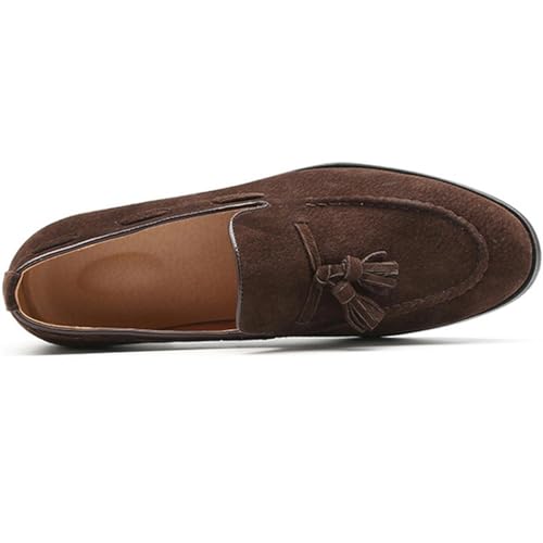 Men's British Style Suede Dress Loafers Slip On Tassels Casual Soft Penny Loafers Driving Shoes Classic Moccasins3