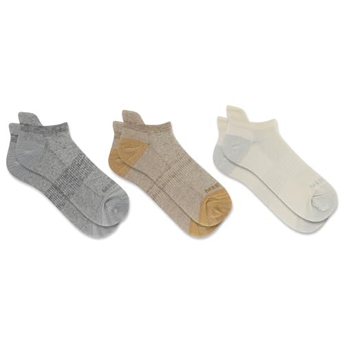Merrell Unisex-Adult Wool Everyday Hiking Low Cut Socks - 3 Pairs - Cushioned Moisture Wicking3