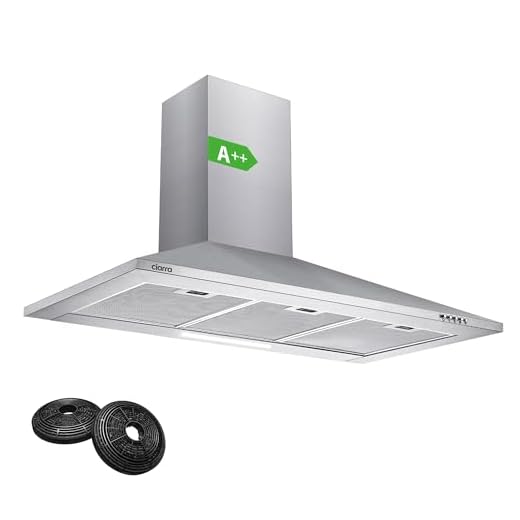 CIARRA CBCS9201 Väggmonterad köksfläkt, 90CM Köksfläktar fläktkåpa, rostfritt stål med 3 hastigheter 370m³/h, kolfilter för återcirkulation av luften
