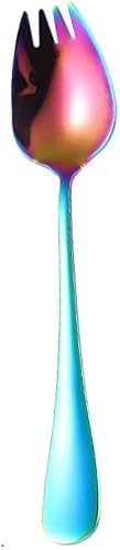 Vintage Stainless Steel 2-in-1 Sporks Salad Forks, 6.5-inch Dessert Spoons, Long Handle Fruit Appetizer Forks (Multicolor)