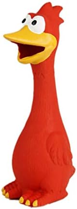 JUMUU Best Pet Dogs Screaming Chicken Duck Toy, Squeaker Fun Sound Rubber Training Toy (Red)