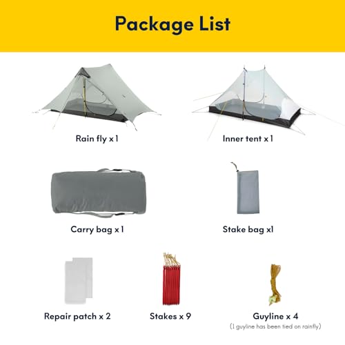 Image of MIER Ultralight Tent 3-Season Backpacking Tent for 1-Person or 2-Person Camping, Trekking, Kayaking, Climbing, Hiking (Trekking Pole is NOT Included), White, 2-Person | UV-resistant, tear-resistant, long-lasting, compact pack, ultralight, backpacking gear