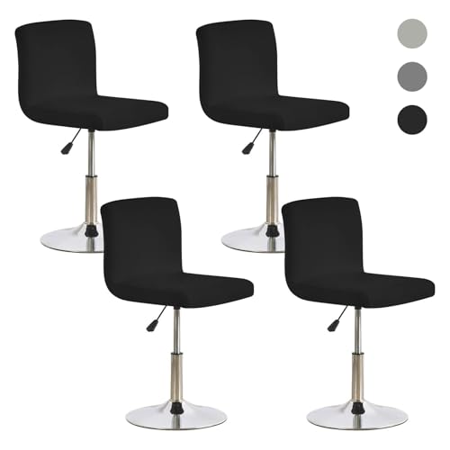 4PCS Bar Stool Slipcovers,Stretch Chair Cover with Backrest Cover,Stretch Removable Covers for Short Swivel Chair Dining Chair,Bar Stool with Backrest (No Chairs),Black
