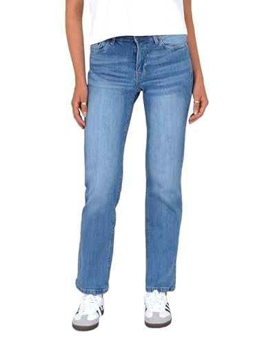 ESRA Damen Jeans-Hose Jeanshose gerader Schnitt Straight-Fit Jeans Damen High Waist bis Übergröße Große Größen G600