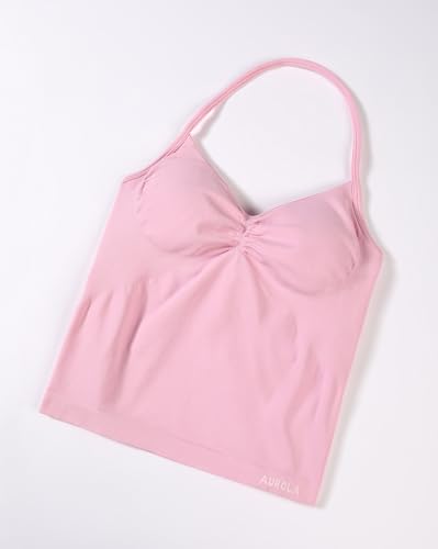 AUROLA Influence Longline Strappy Workout Halter Tops for Women,Removable Cups Padded Bras Impact Gym Yoga Sleeveless Top3