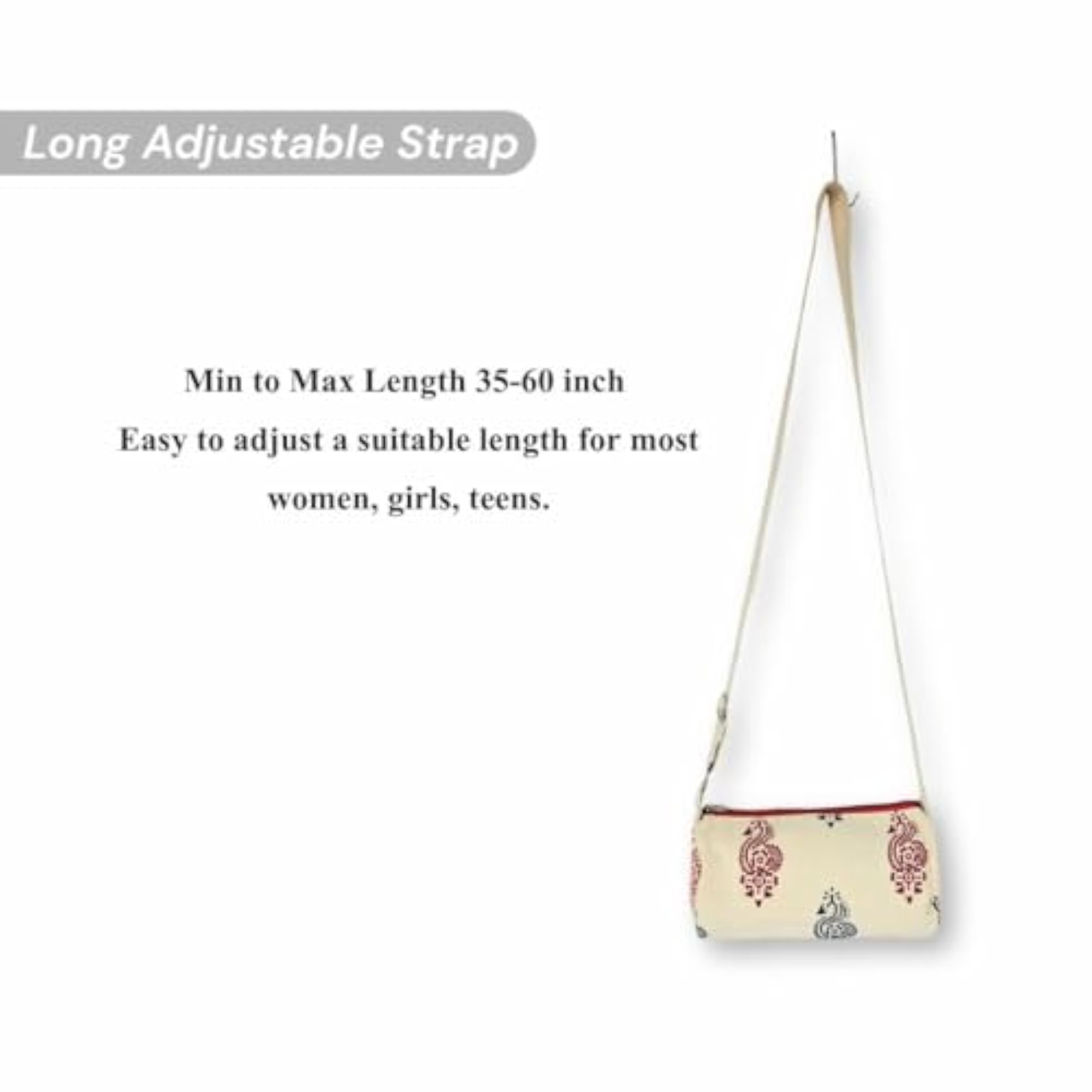 Canvas Thabala Sling Bag for Women, Adjustable Strap