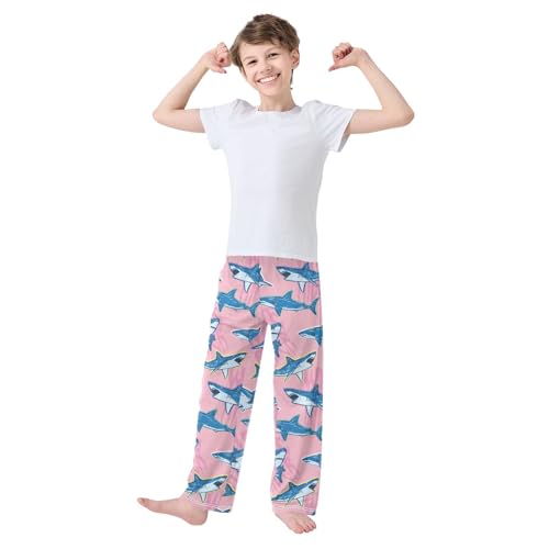 Cartoon Sharks Pink Boys Pants for Kids Jogger Pants with Pockets S-XL2