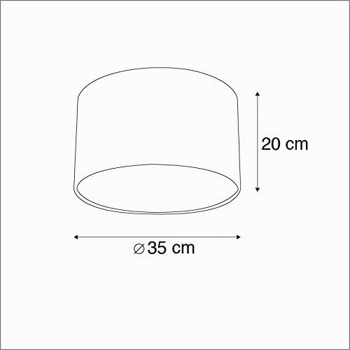 Qazqa Modern Lampenschirm - Cilinder Velours - Schwarz Gold, supports-e27, diameter 35 centimeter