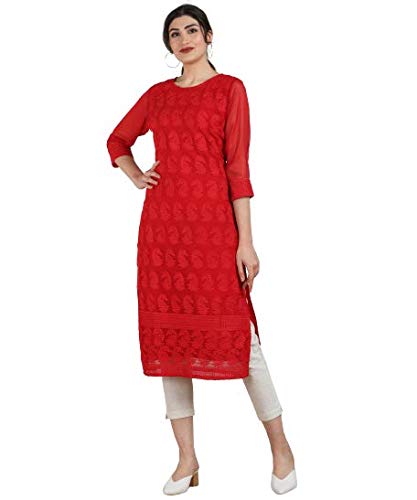 Women's Wear Chiffon Georgette Lucknowi Chikankari Kurti