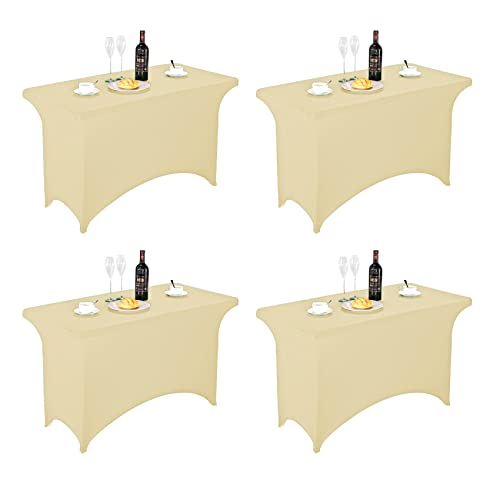 Image of FORLIFE Spandex Table Covers - 4ft Fitted Tablecloth for Rectangular Tables, Universal Stretch Patio Covers for Wedding, Banquet, Party