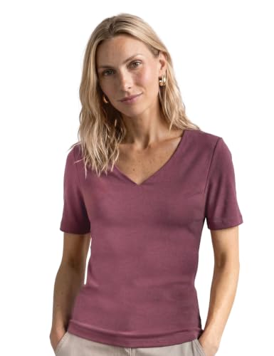 Street One Basic T-Shirt mit Herzausschnitt Dark Clouded Blush 42 – Ansicht 1