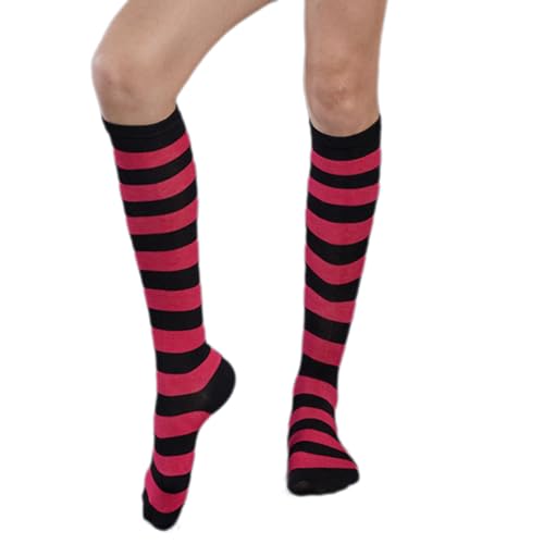Image of Striped Knee High Socks for Women Outdoor Sport Athletic Stripe Casual Tube Socks