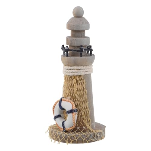 Kichvoe Figurine Miniature de Phare en Bois Finition Vieillie, Modèle Décoratif Nautique Bouée, Décoration Intérieure pour Bureau, Salle de Bain et...