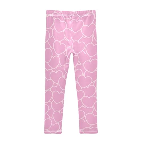 Pink with Heart Girls Leggings,Workout Leggings for Girls Toddler Athletic Leggings Size for 3-10T2