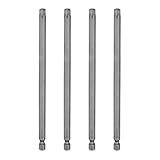 QUARKZMAN 4 Stück T40 Torx-Kopf Schraubendreher-Bit 1/4" Sechskantschaft 6" (150mm) Lang Magnetisch Ohne Loch Spitze Manipulationssicher 6-Punkt Schraubendreher Bohr-Bits S2 Stahl