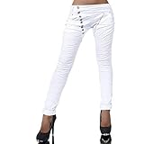 weiße boyfriend jeans kombinieren Super angenehm zu tragen Damen Jeans Hose Boyfriend Damenjeans Harem Baggy Chino Haremshose L368, Farbe: Weiß, Größe: 40