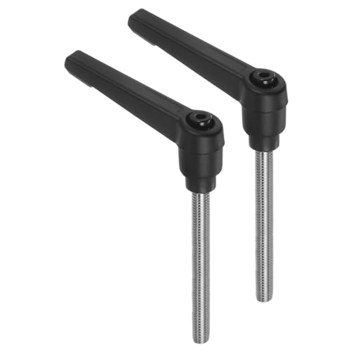 Image of uxcell 2pcs Clamping Lever Handles, M6 x 70mm 304 Stainless Steel Threaded Male Stud, Adjustable Handles Locking Quick Release Ratchet Push Button Bolt Knobs, Black