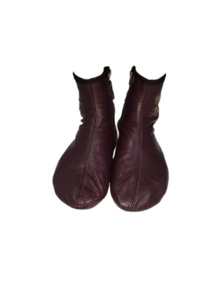 Leather Winter Socks, Burgundy Slippers, Islam Mest Feet Warmer, Halal Slippers by SABA INTERNATIONAL.4