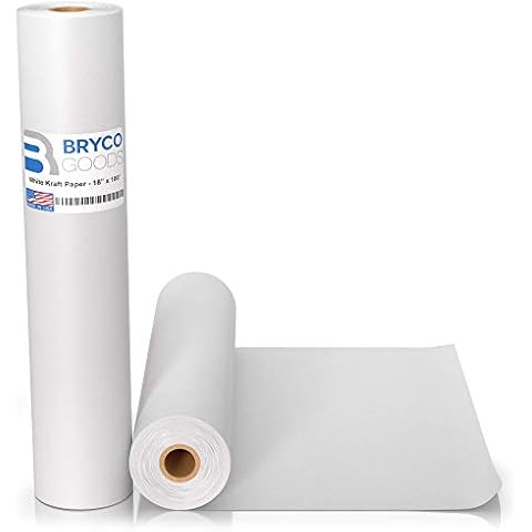 White Kraft Arts and Crafts Paper Roll - 18 inches by 100 Feet (1200 Inch) - Ideal for Paints, Wall Art, Easel Paper, Fadeless Bulletin Board Paper, Gift Wrapping Paper and Kids Crafts - Made in USA Cover