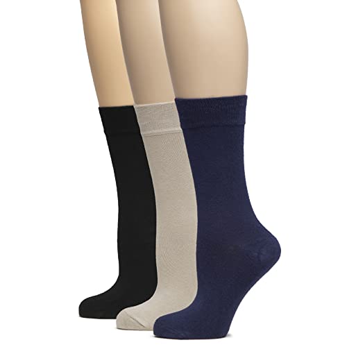 Image of Hugh Ugoli Women's Thin Soft Rayon Derived from Bamboo Crew Socks for Dress, Trouser, Seamless Toe & Non-Binding, 5-8 /9-11