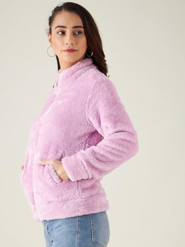 Image of Modeve Women Solid Full Sleeve Fur Standard Length Jacket For Winter
