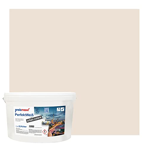Preismaxx Perfektweiß urban colors, bunte Wandfarbe, beige, perlbeige, pearl beige 2,5L, Innenfarbe, hohe Deckkraft Klasse 2, matt Preismaxx Perfektweiß urban colors, bunte Wandfarbe, beige, perlbeige, pearl beige 2,5L, Innenfarbe, hohe Deckkraft Klasse 2, matt