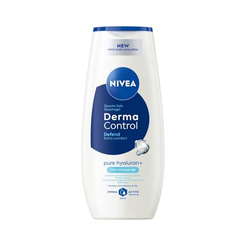 NIVEA - Gel Douche Corps Derma Control Defend - Sensation De Confort & Revitalisant - Enrichi En Acide Hyaluronique Pur & Pro-Vitamine B5 - Senteur Douce - pH Neutre - Tous Types De Peaux - 250 ml