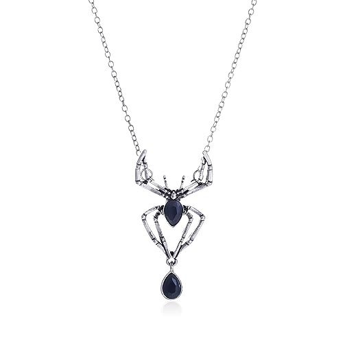 MIFYNN Vintage Gothic Spider Necklace Halloween Crystal Spider Pendant Necklace Punk Style Reptile Animal Jewelry for Woman