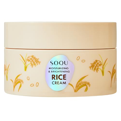 SOQU Moisturizing and Brightening Rice Cream – Deep Hydration, Brightens and Evens Skin Tone – 70g / 2.48oz – Made in Korea