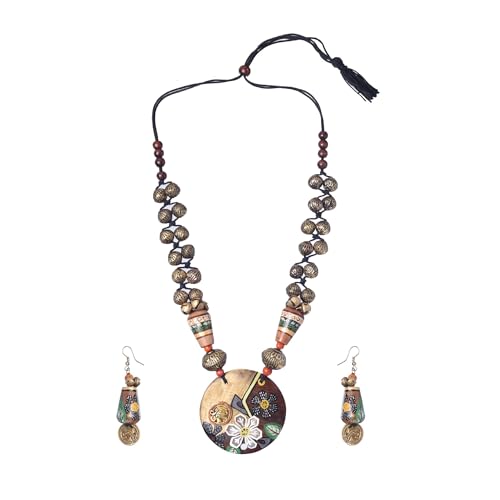 Image of AAKRITI ART CREATIONS Handcrafted Women's Jewelry Set - Ethnic Necklace and Earrings, Fashion Accessories for Special Occasions & Celebrations