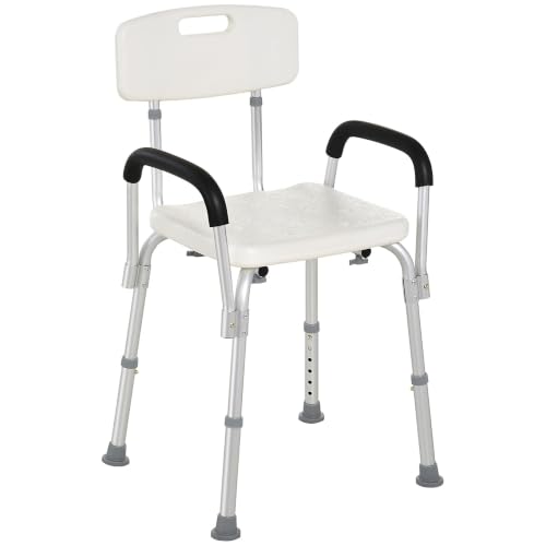 HOMCOM Silla Ducha Personas Mayores con Respaldo Antideslizante 136 kg