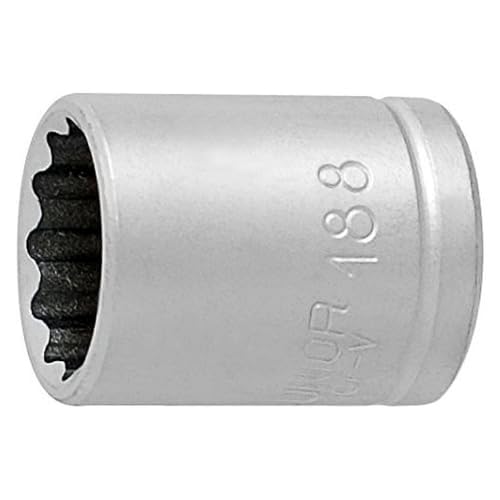 Unior 188/2 12P 12 Kantsteck Wrench with Internal Square 1/4 Inch Drive, 9 mm, Schwarz