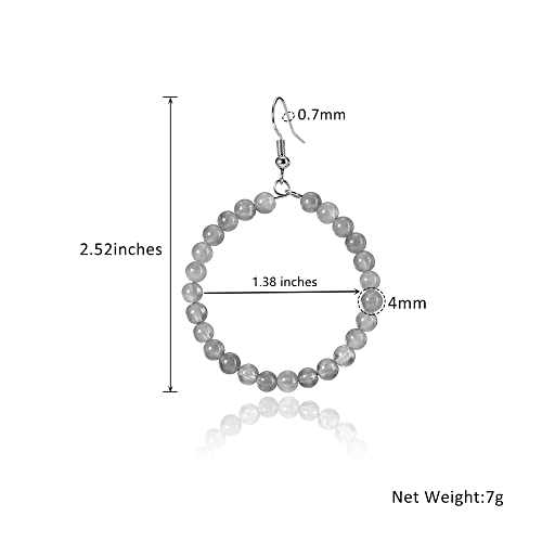 Jovivi AJ2001506 Crystal Dangle Earrings For Women Natural Indian Agate Round Gemstone Healing Crystal Stone Beads Earrings Hoop Dangle thumb #4