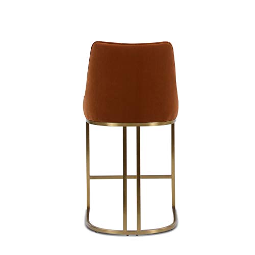 Jennifer Taylor Home Madelyn 28" Modern Glam Gold Base Counter Height Bar Stool, Burnt Orange Performance Velvet #TOP3