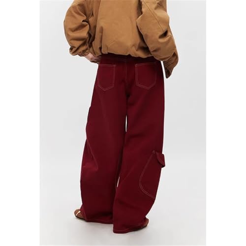 Men's High Waist Length Jeans Pockets Hip-Hop Baggy Cargo Pants Casual Y2K Grunge Street Denim Trouser4