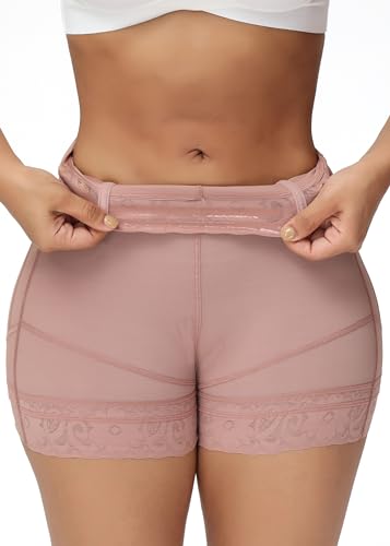 Image of SHAPSHE Butt Lifter Shapewear Shorts for Women, High-Waist Tummy Control | 4 Flexible Waist Stays | Silicone Waist & Leg Grips | Contoured Back Seams | Mesh Thigh Panels | Lace-Trimmed Leg Hem