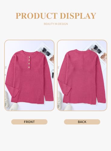Image of Eytino Womens Plus Size Sweaters Casual Long Sleeve Loose V Neck Button Henley Tops Pullover Knit Jumpers,(1X-5X)