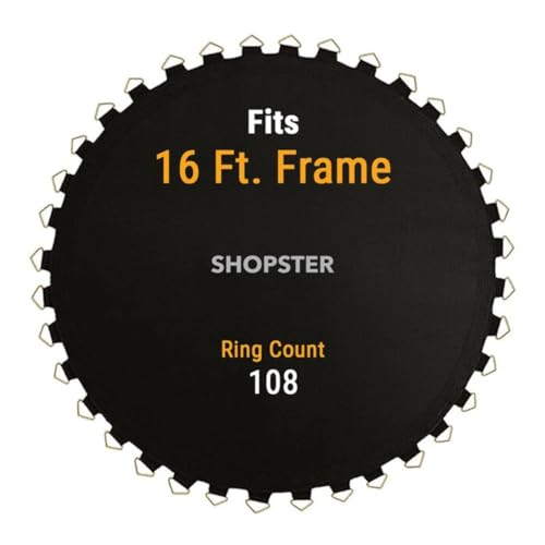 Image of Shopster Replacement Jumping Heavy Duty Mat for 16ft Trampolines Round Frame, Perfect Bounce, Fits Most Brands and Models │ Outdoor Fun (for 108 Springs)