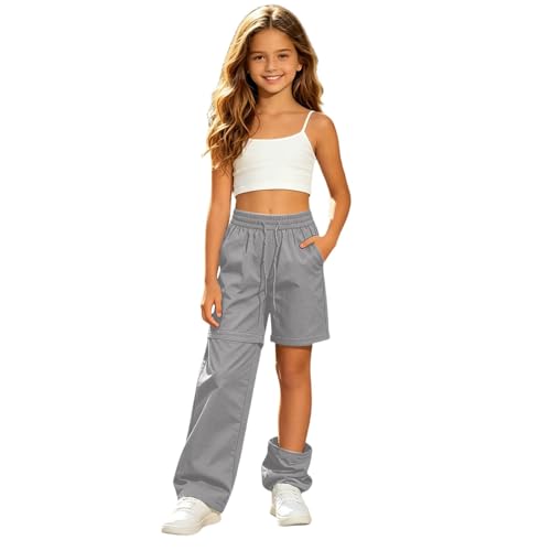 Pantalon randonnée convertible fille avec short zip taille cordon