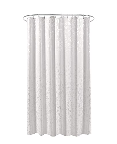 arteneur® - Blanc avec Ornements argentés – Rideau de Douche Anti-moisissure 120 x 180 cm certifié Öko-Tex Standard 100 – Ourlet lesté, Opaque, imperméable, Lavable, 8 Anneaux