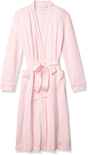 Amazon Essentials Women's Lightweight Waffle Full-Length Robe, Light Pink, Small