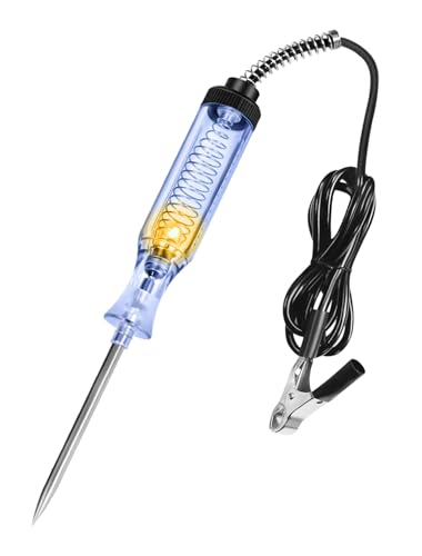 Test Light Automotive,Circuit Tester 6V-12V-24V,ABS Handle Material,Long Steel Probe Coating PU and Alligator Clip, for Continuity Voltage, for Sedan, SUV, RV, Truck (Black,1-Pack)