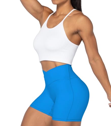 Image of Sunzel Crossover Biker Shorts for Women, No Front Seam V High Waist Yoga Workout Gym Shorts with Tummy Control | 4 Or 6-Inch Inseam, High Waisted, Tummy Control, Crossover Waist, Buttery Soft, No Front Seam, Squat Proof, Compression