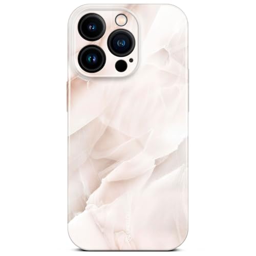 Coque iPhone 14 Pro anti-rayures protège objectif motif marbre crème rose
