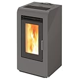 Decorspace - Estufa de pellets 10 kw ventilada 'Cayenne' para ambientes modernos h 96 cm