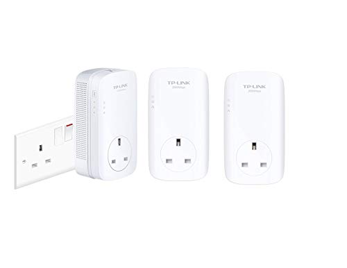 TP-LINK TL-PA9020P 2-Port Gigabit Passthrough Powerline Adapter, Data Transfer Speed Up to 2000 Mbps, Ideal for HD Video Streaming and Online Gaming UK (Triple Pack) (Renewed)