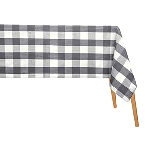 Gray Cotton Farmhouse Plaid Tablecloth - Rectangle, 63x109, Gray & Cream Gray Cotton Farmhouse Plaid Tablecloth Rectangle 63×109 Gray Cream