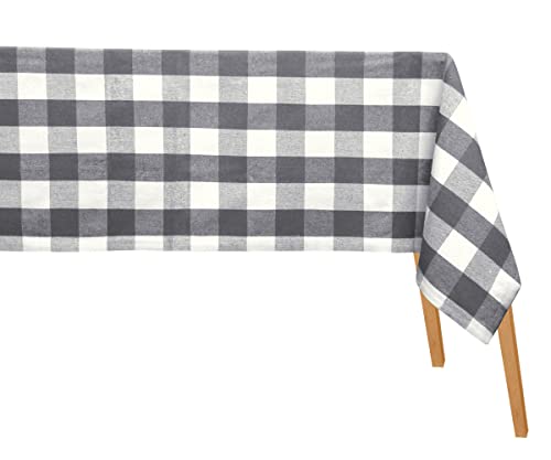 Gray-Cotton-Farmhouse-Plaid-Tablecloth-Rectangle-63×109-Gray-Cream Gray Cotton Farmhouse Plaid Tablecloth Rectangle 63×109 Gray Cream