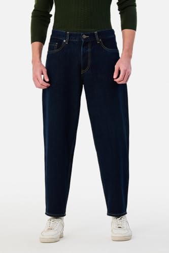 Image of SNITCH Men Jeans Streetwear | Balloon Fit Mid Rise & Acid Wash Design | 100% Cotton Breathable Fabric & Wide Leg Style for Urban Explorer & Casual Everyday Outings