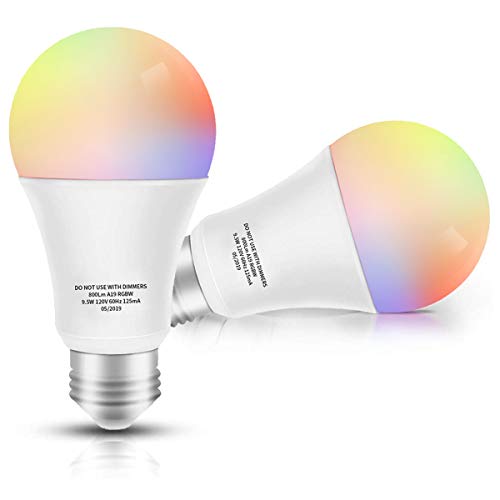 Creative Product Smart LED Bulb WiFi Multicolor Light Bulb Compatible with Alexa, Echo, Google Home No Hub Required, E26 A19 60W Equivalent RGBW Color Changing, 9.5W White 2700K-5500K Dimmable UL Listed, 2pack Creative Product Smart LED Bulb WiFi Multicolor Light Bulb Compatible with Alexa, Echo, Google Home No Hub Required, E26 A19 60W Equivalent RGBW Color Changing, 9.5W White 2700K-5500K Dimmable UL Listed, 2pack